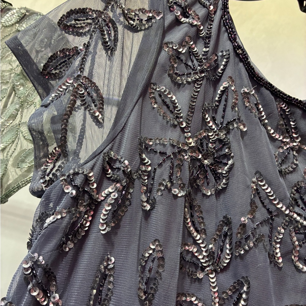 Adrianna Papell SZ 22W NWT Beaded Mesh Evening Gown MOB Short Sleeve Elegant MOG - Picture 13 of 16